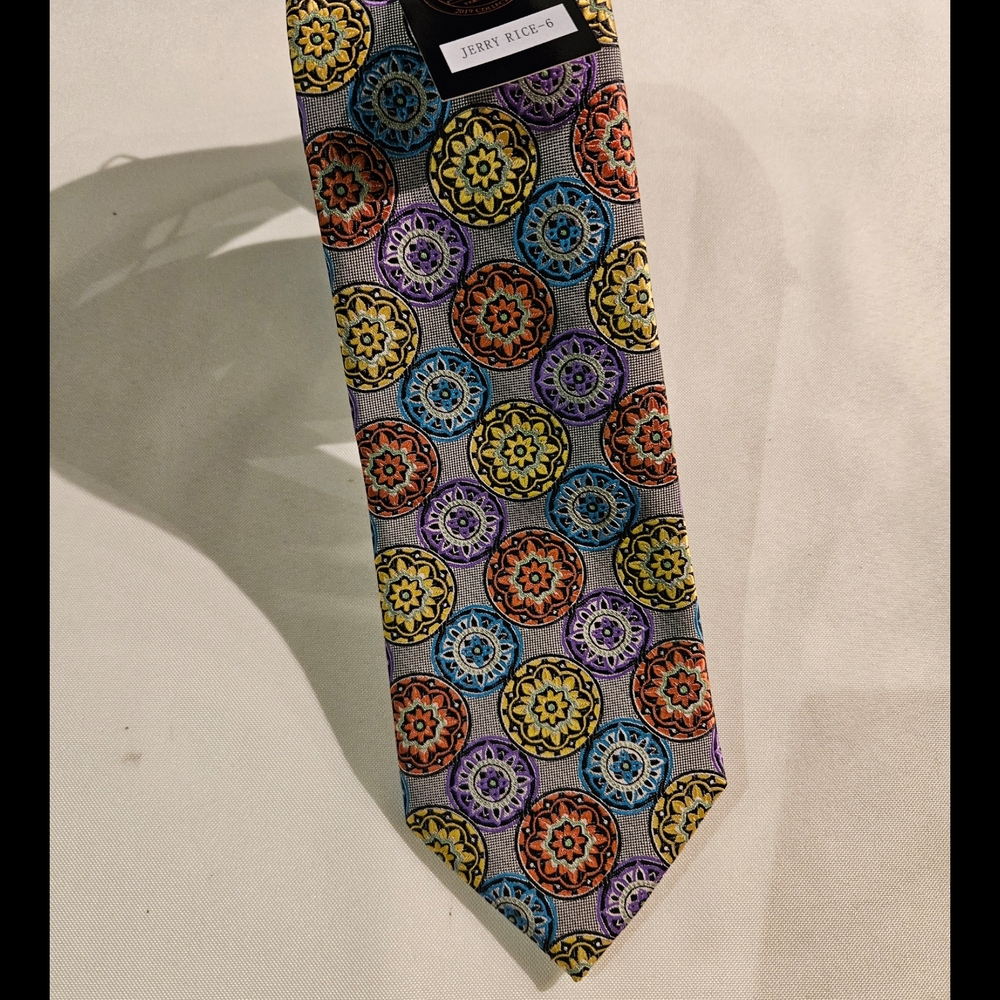 Yellow and Blue Geometric Silk Tie